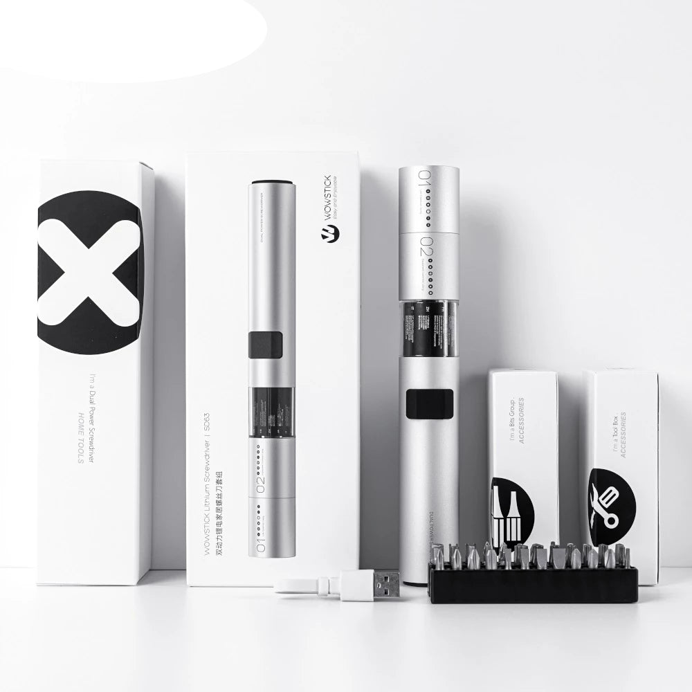 WOWSTICK SD63 Stabdard Dual Power Lithium Electric Screwdriver 12-in-1 Rechargeable Screw Driver Kit