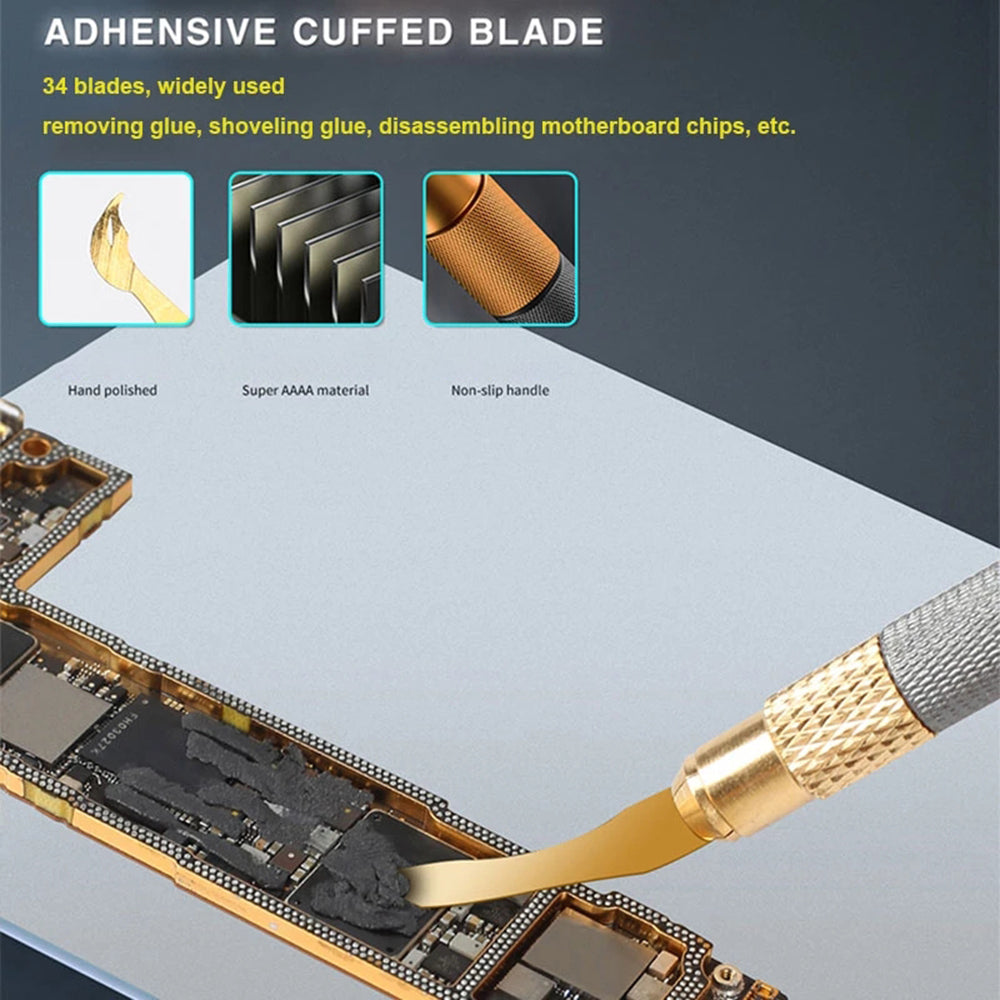 Mechanic 004 CPU Glue Remover BGA Motherboard Chip Layer Disassemble Scraping Knife with Blades Tool Kit