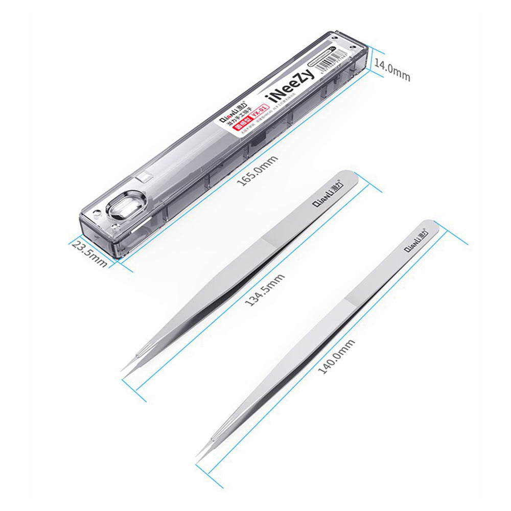 Uniqkart INEEZY YX-01 Hand-polished Non-magnetic Precision Stainless Steel 0.1mm Fine Type Pointed Tweezers