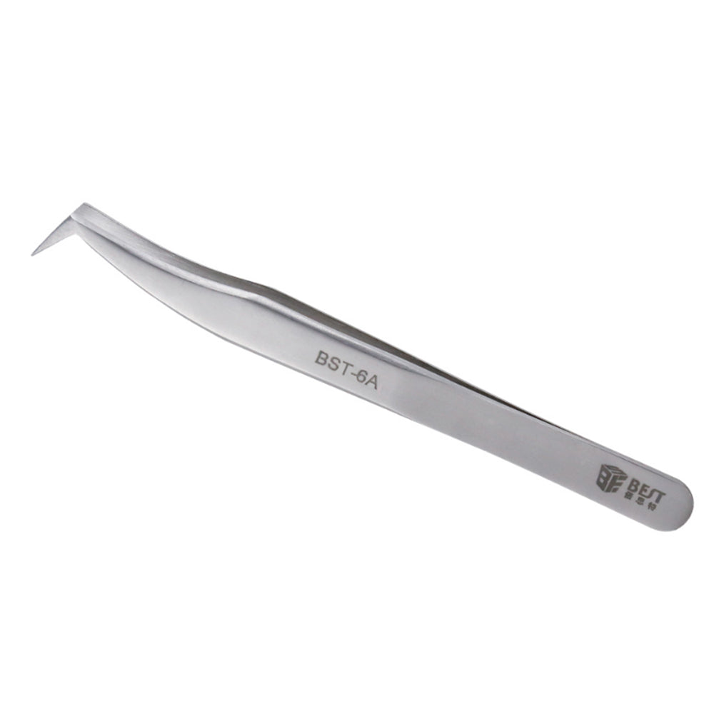 Uniqkart BST-6A Stainless Steel Curved Angled Tweezers for Electronic Repairing