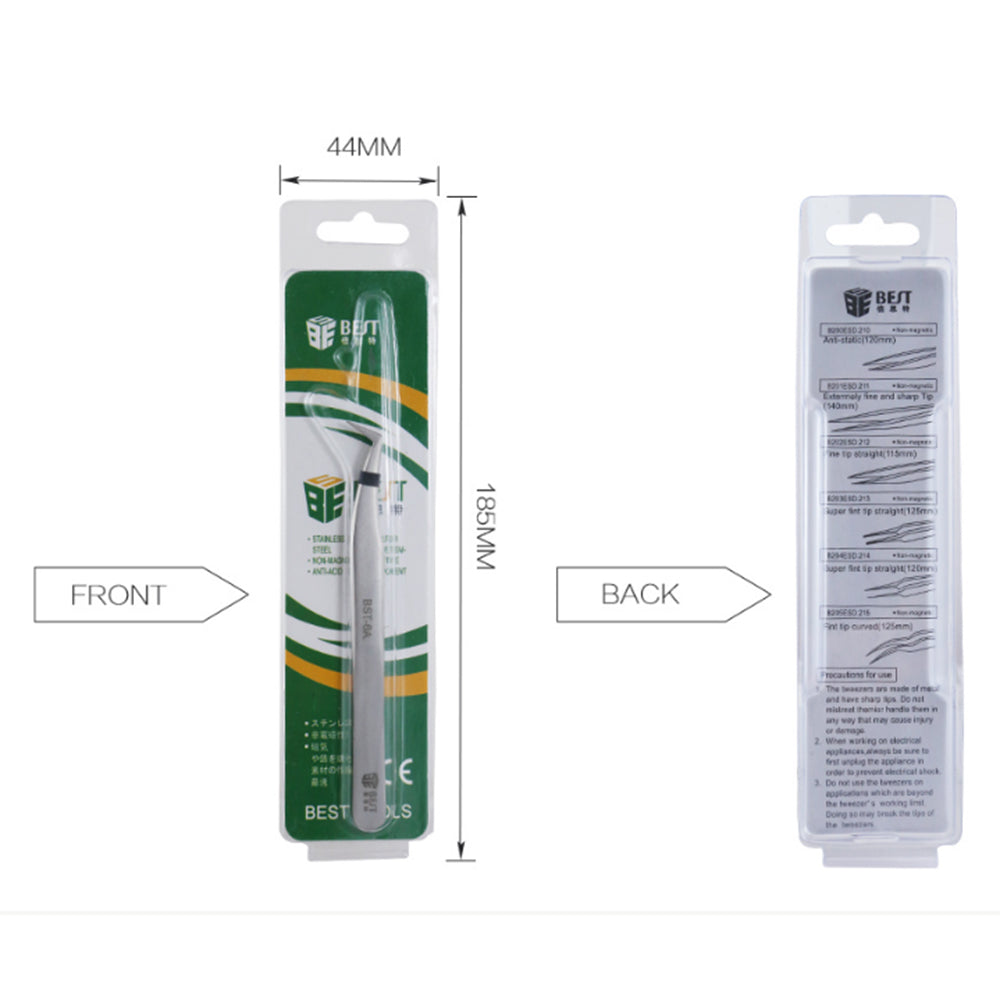 Uniqkart BST-6A Stainless Steel Curved Angled Tweezers for Electronic Repairing