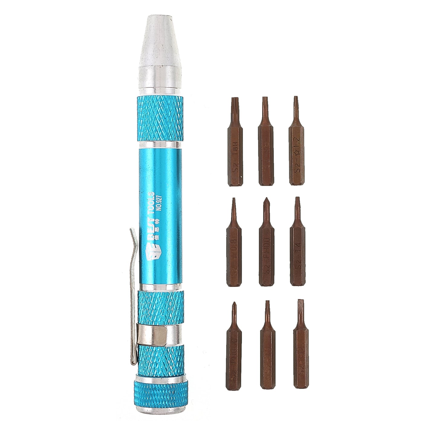 Uniqkart BST-927 9 in 1 S2 Precision Magnetic Aluminum Alloy Handle Pen Screwdriver Bit Set