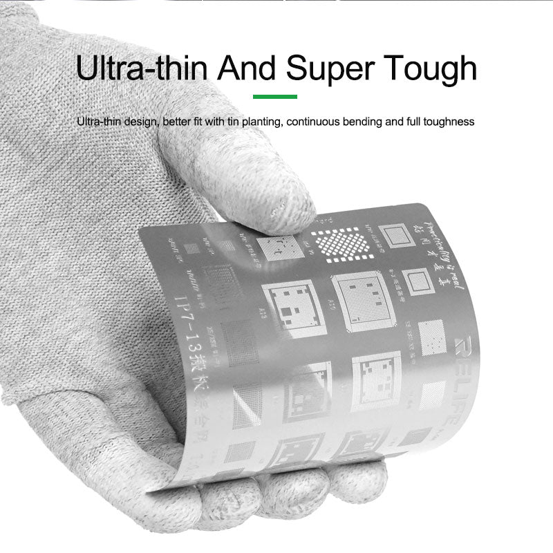 Relife RL-044 0.12mm Thickness Motherboard Repair Stencils Planting Tin Network Mesh for iP7 to iP13 CPU/baseband/WI-FI/NFC/BGA