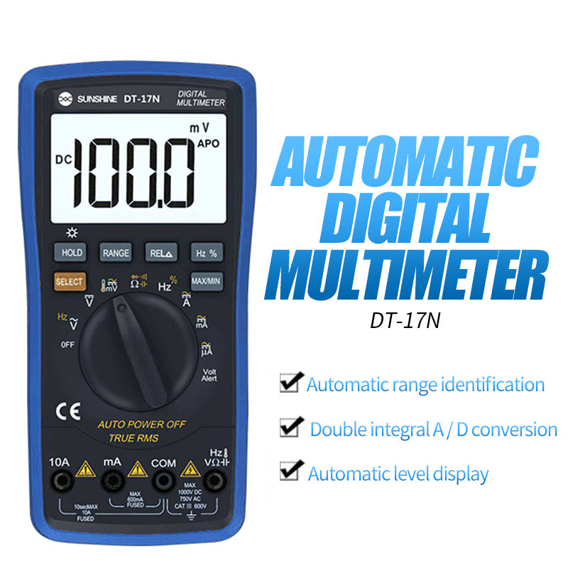 Uniqkart DT-17N Auto Range High Precision Automatic Digital Multimeter LCD Display Instrument Tester for Repair Tools