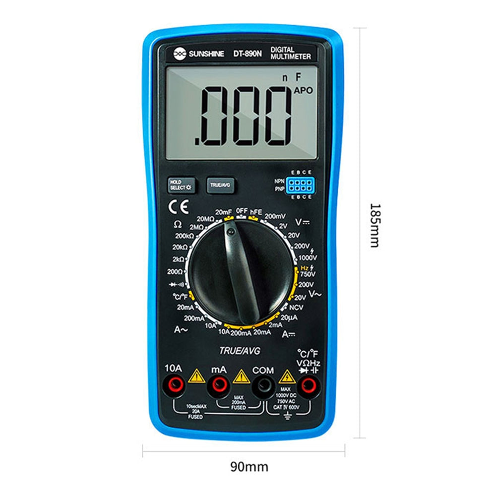 Uniqkart DT-890N High Precision Digital Multimeter Overload Protection LCD Display Instrument Tester for Repair Tools