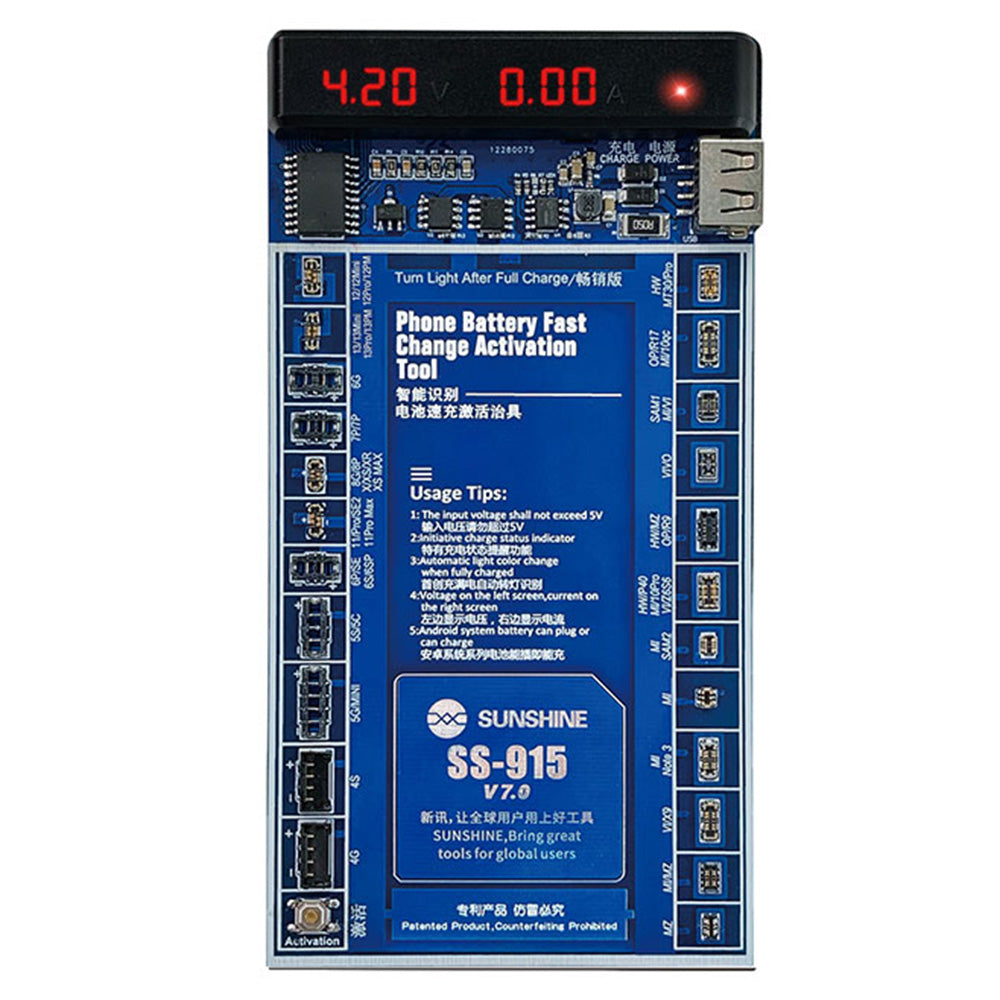 Uniqkart SS-915 V7.0 Universal Battery Quick Charging Testing Activation Board Test Fixture Tools Accessory for Apple/Android