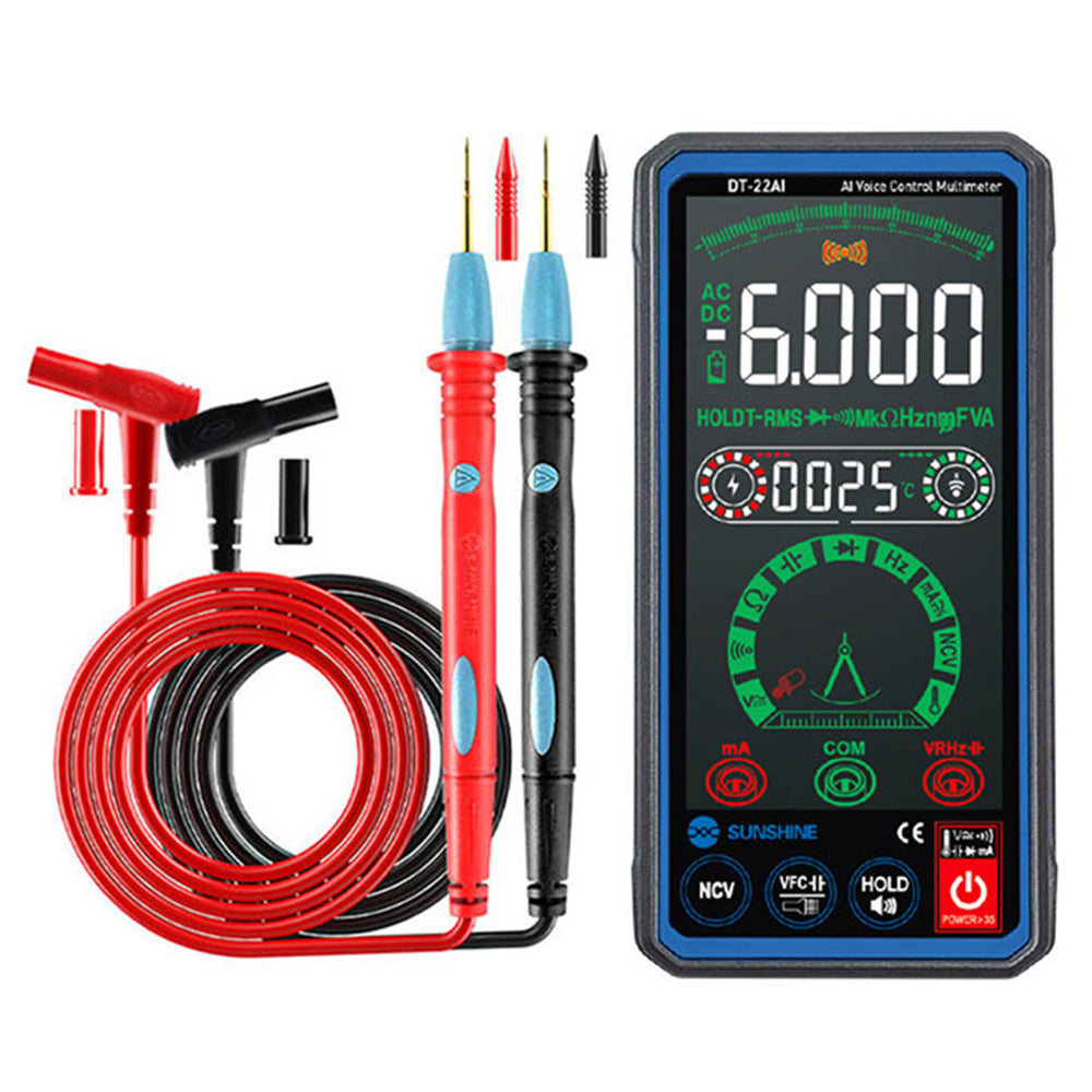 Uniqkart DT-22AI Smart Voice Control Multimeter 4.3 inch LCD Screen Universal Meter with Backlight