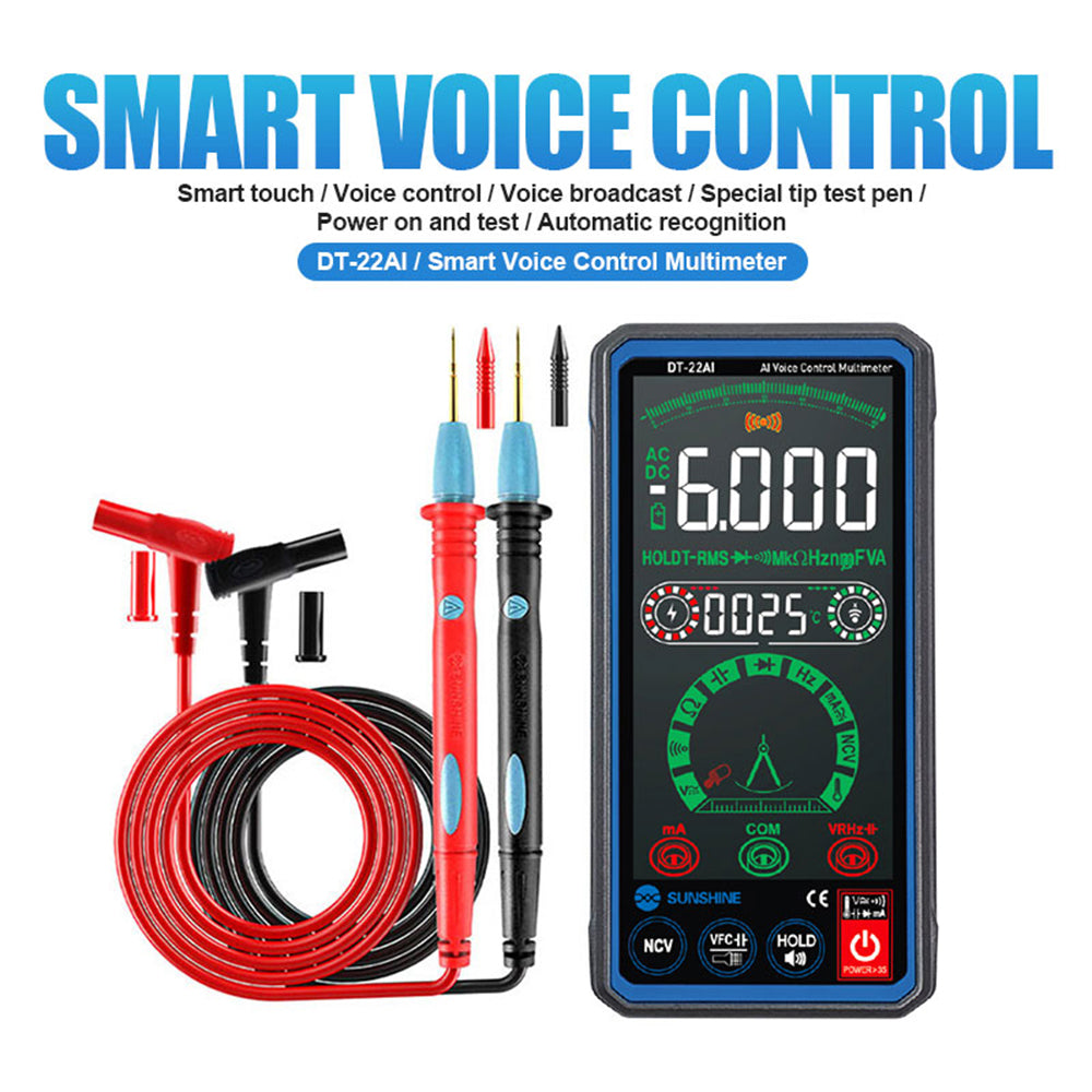 Uniqkart DT-22AI Smart Voice Control Multimeter 4.3 inch LCD Screen Universal Meter with Backlight