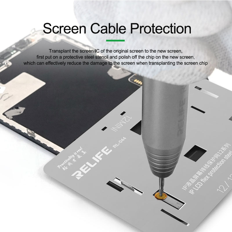 Relife RL-044 4Pcs/Set LCD Screen Planting Tin Network Mesh + Steel Cable Protecting Mesh for iPhone 6S - 13 Pro Max