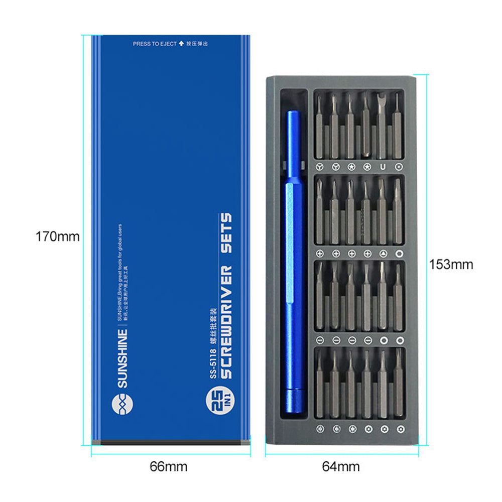 Uniqkart SS-5118 25-in-1 High Performance Screwdriver Set with Groove Magnetic Storage Organizer Mobile Phone Screen Replace Repair Tools