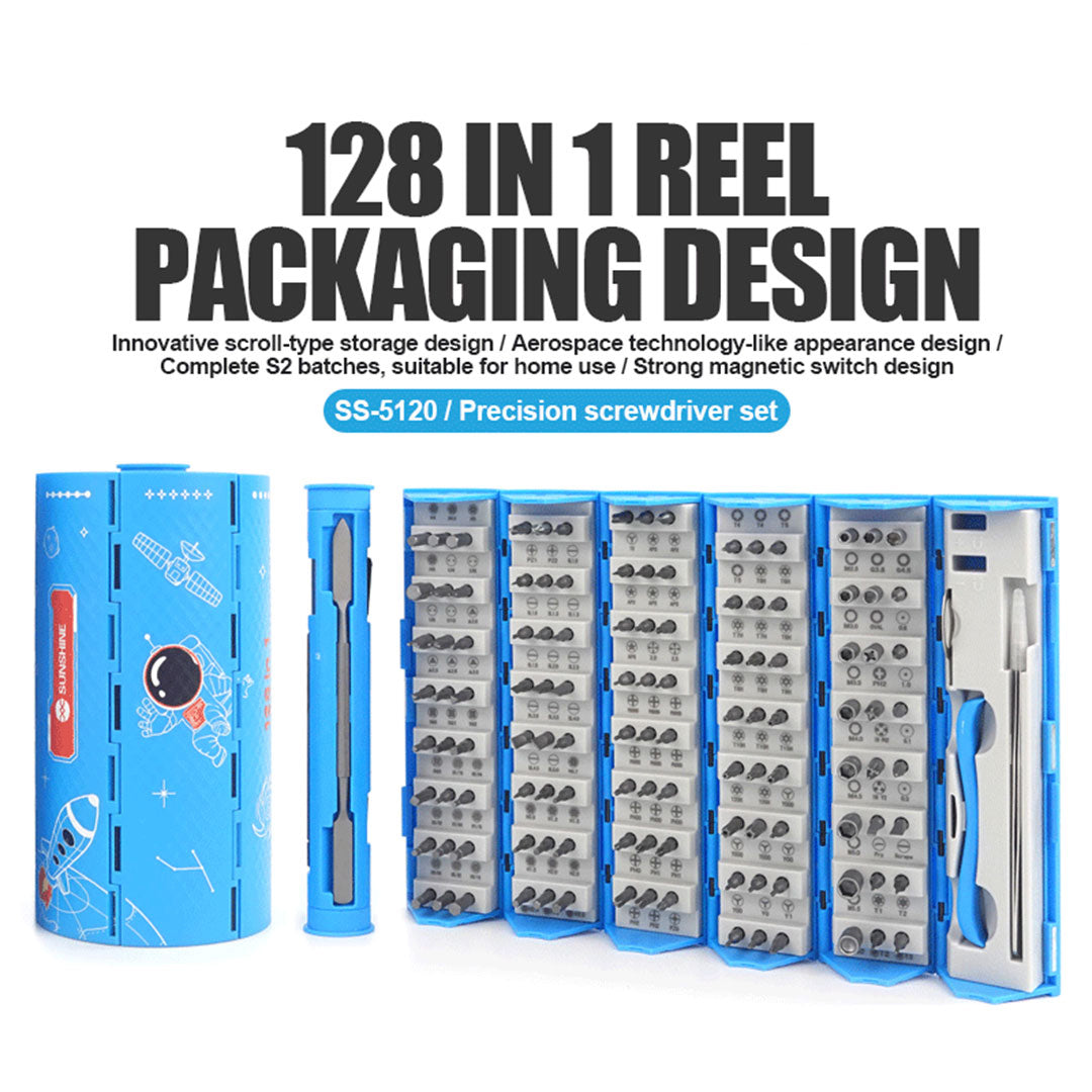 Uniqkart SS-5120 128-in-1 Precision Screwdriver Set 120Pcs Alloy Steel Bits for Mobile Phone Home Use Repair Tools