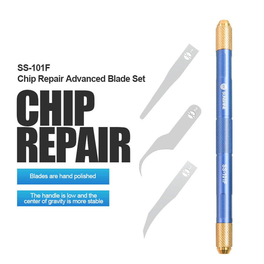 Uniqkart SS-101F Chip Repair Advanced Blade Set Non-slip Handle Glue Removal Tool for Mobile Phones