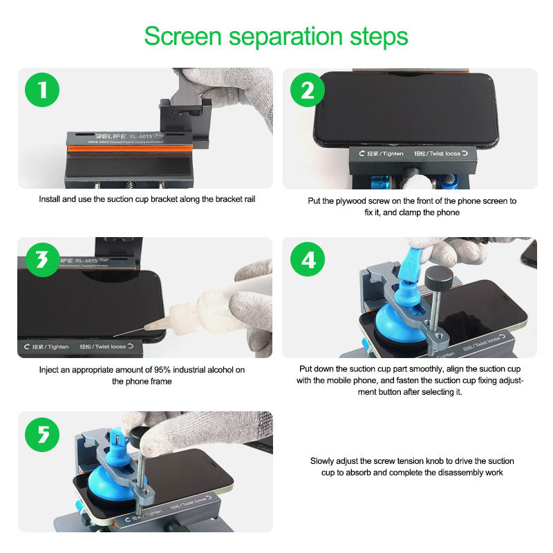 Relife RL-601S Plus Multifunctional Dismantling Screen Fixture Mobile Phone LCD Screen Heating Free Screen Removal Back Cover Clamp