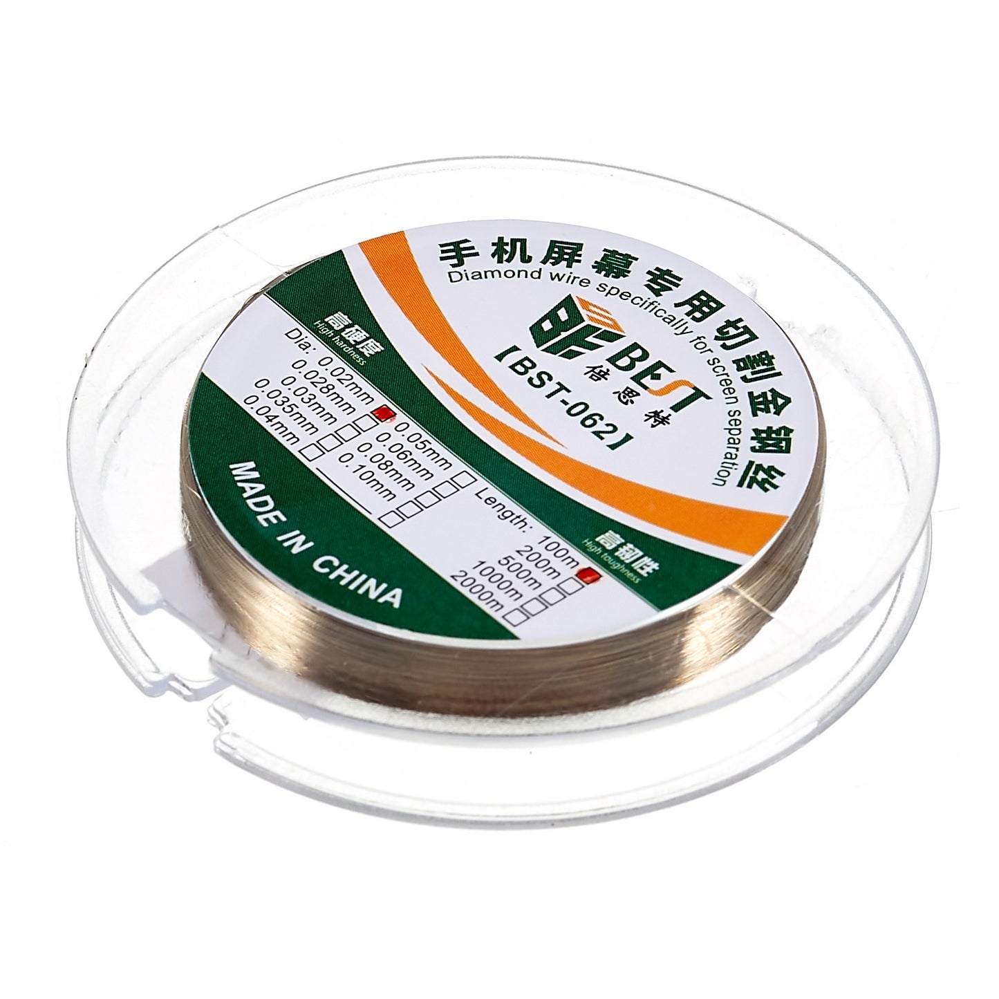 Uniqkart BST-062 0.02mm 100 Meters Cutting Wire Cutting Line for Separating Cell Phone Screen Tablet Front Glass LCD