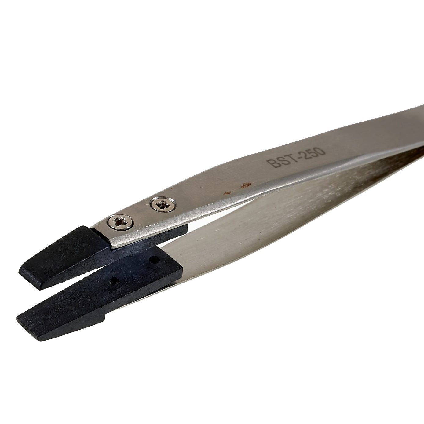 Uniqkart BST-250 Anti-Static Tweezers PPS Coated Flat Tip Tweezers Support Replace Head for Mobile Phone Tablets Maintenance