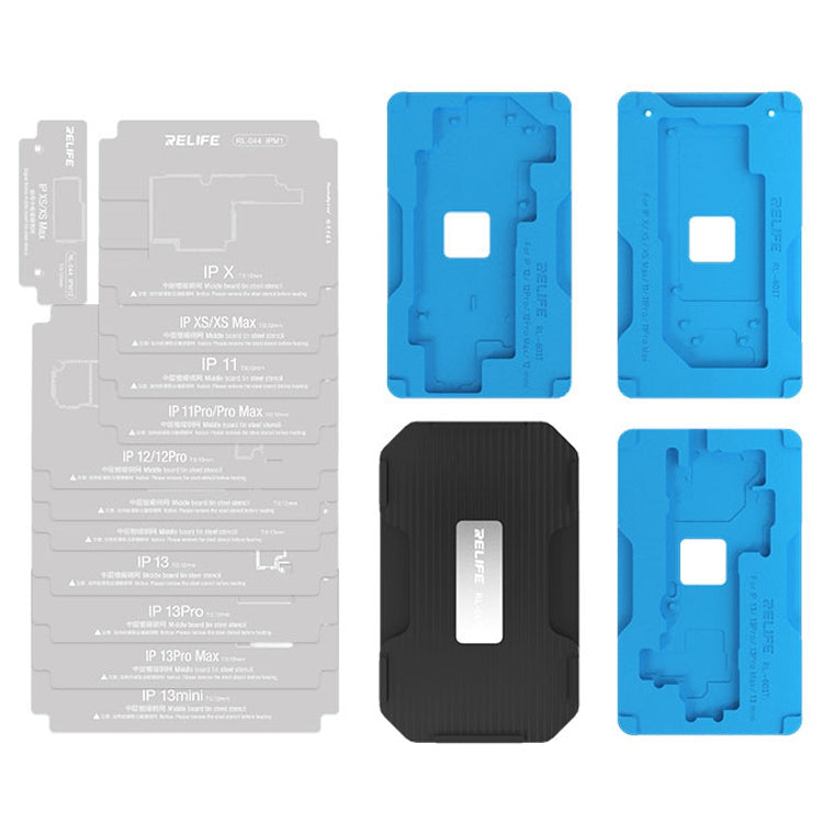 Relife RL-601T 14-in-1 Mid-Layer Tin Planting Platform Fixture Set for iPhone X-13 Pro Max Multifunctional Phone Repair Tools