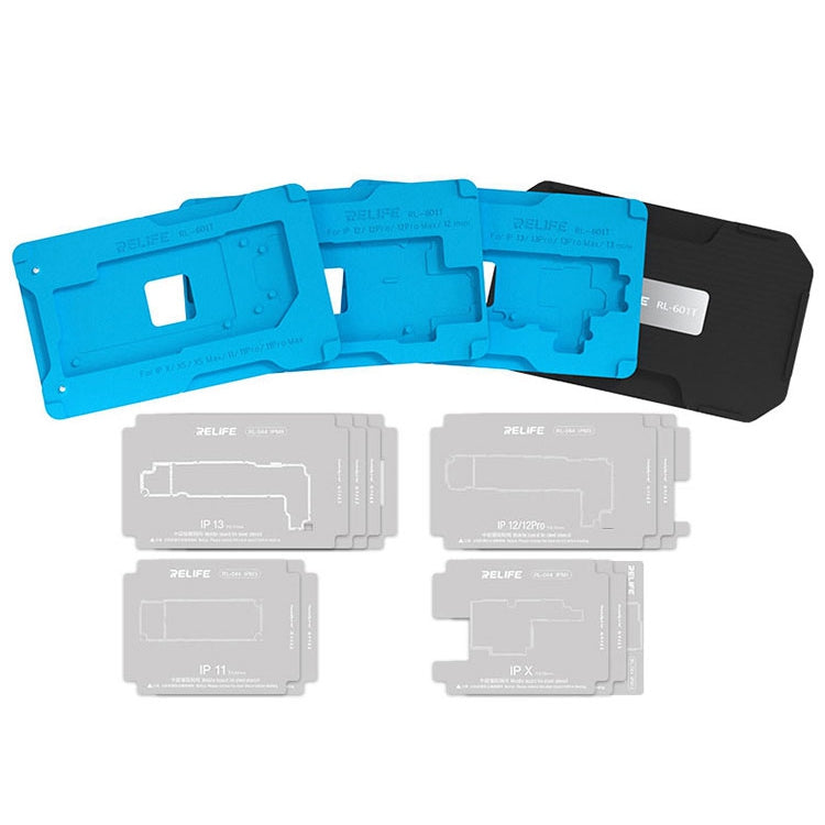 Relife RL-601T 14-in-1 Mid-Layer Tin Planting Platform Fixture Set for iPhone X-13 Pro Max Multifunctional Phone Repair Tools