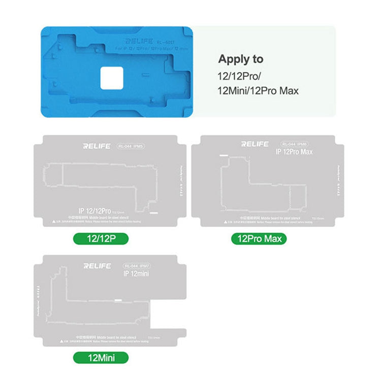 Relife RL-601T 14-in-1 Mid-Layer Tin Planting Platform Fixture Set for iPhone X-13 Pro Max Multifunctional Phone Repair Tools