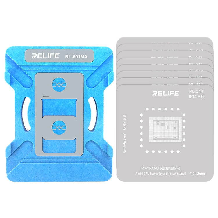 Relife RL-601MA A8-A15 CPU Reballing Stencil Platform for iPhone 6-13 Pro Max IC Chip Planting Tin Template Fixture