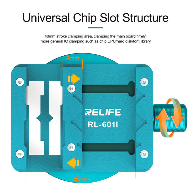 Relife RL-601I Mini Rotating Fixture Motherboard Chip BGA for Mobile Phone PCB Multi-function Clamp Chip Glue Removal