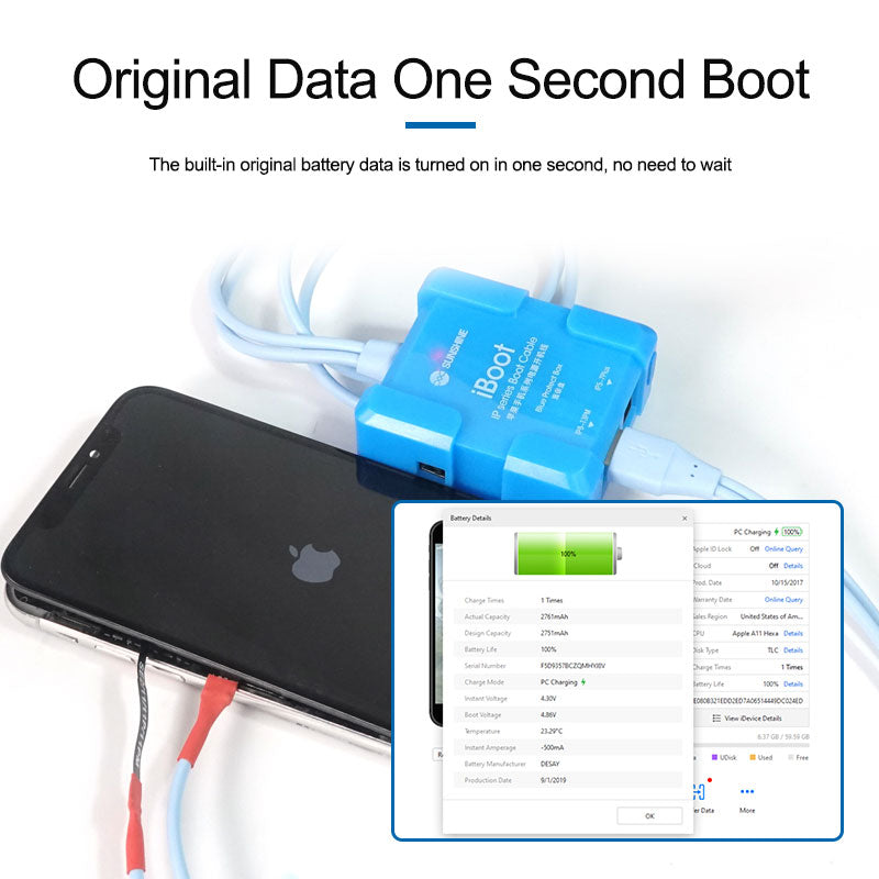 Uniqkart iBoot A IP Mobile Series Power Cable DC Power Supply Test Cable for iPhone 6G-13PM Series Motherboard Repair Boot Line