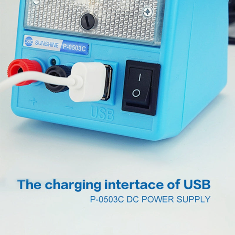 Sunshine P-0503C 3A 5V Mini DC Power Supply Phone Repair Regulated Power Supply Ammeter with Short Circuit Protection - EU Plug