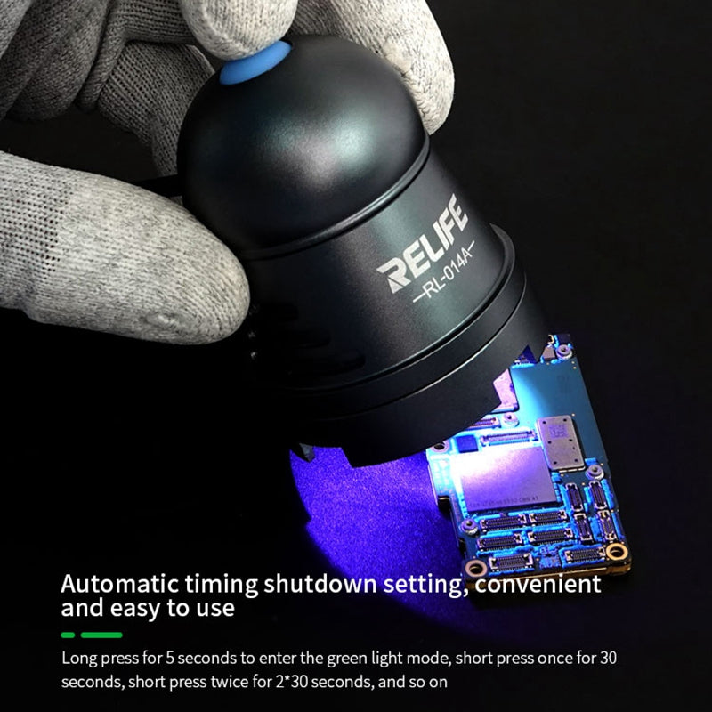Relife RL-014A UV Glue Curing Lamp 3 Gears Automatic Timing LED Green Oil Glue Curing Tool