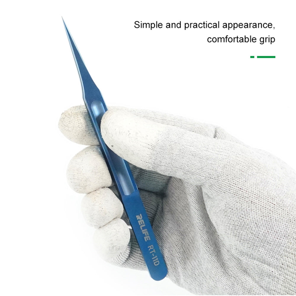 Relife RT-11D Ultra-lightweight Precision Tweezers Titanium Alloy Maintenance Tools for Mobile Repair - Straight Tip
