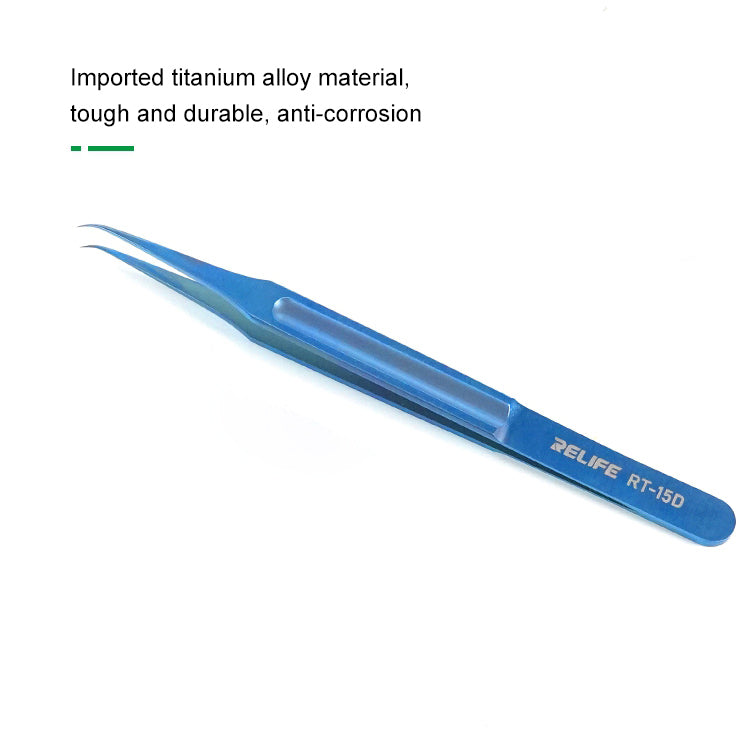 Relife RT-15D Ultra-lightweight Tweezers Titanium Alloy Super Sharp Precision Repair Tools - Curved Tip