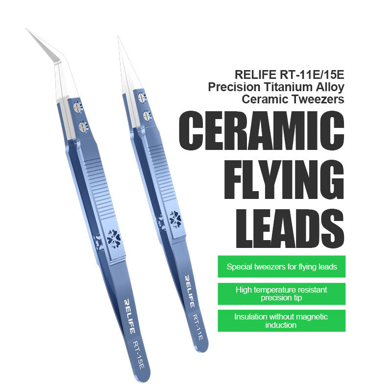 Relife RT Precision Ceramic Tweezers Titanium Alloy High Temperature Resistant Tweezers - RT-15E