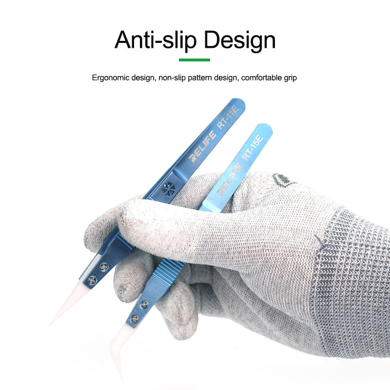 Relife RT Precision Ceramic Tweezers Titanium Alloy High Temperature Resistant Tweezers - RT-15E