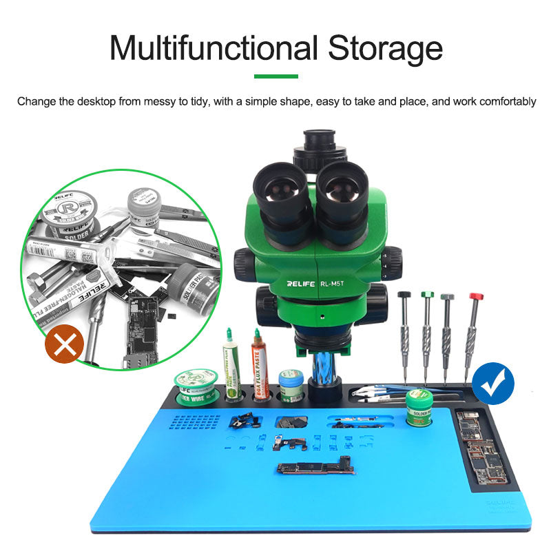Relife RL-004NA Multifunctional Microscope Base Maintenance Pad Insulation Heat Resistant Silicone Soldering Mat Repair Pad