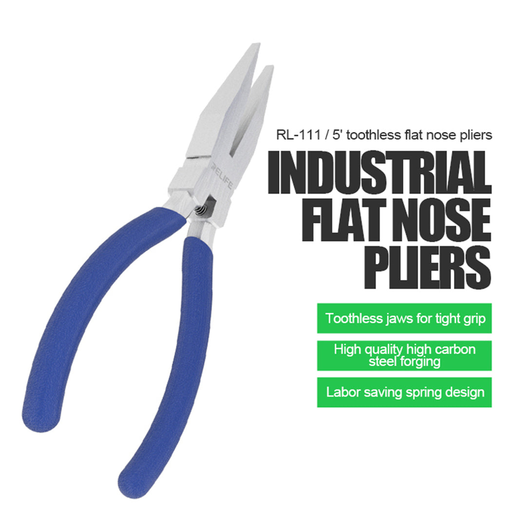 Relife RL-111 Industrial Toothless Flat-Nose Plier High Hardness Flat-Tips Plier for Bending and Straightening Wire