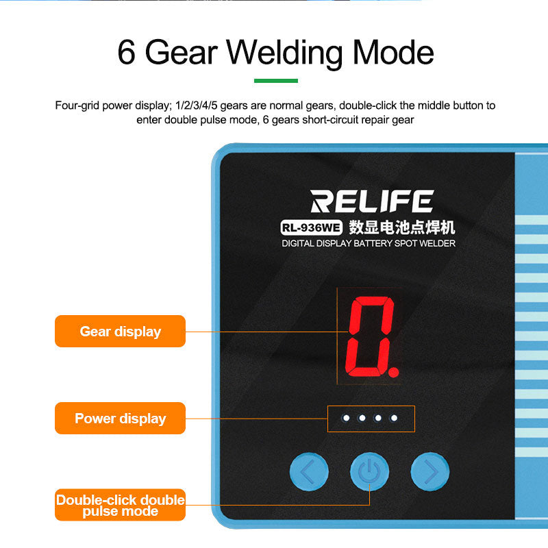 Relife RL-936WE Battery Mini Spot Welder Portable Mini Spot 6 Gear Adjustable Handheld DIY Spot Welding Tool with Nickle Sheet