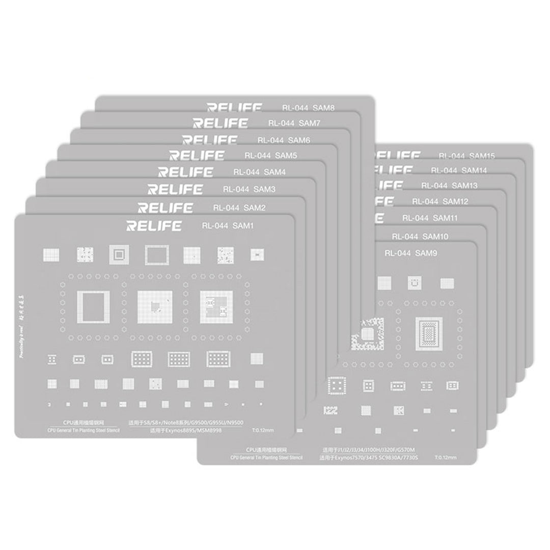 Relife RL-044 SAM Series V2.0 For Samsung Mobile Phone 15Pcs / Set CPU Integrated Steel Stencil Integrated Tin Planting Steel Mesh Stencil Kit