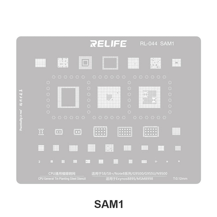 Relife RL-044 SAM Series V2.0 For Samsung Mobile Phone 15Pcs / Set CPU Integrated Steel Stencil Integrated Tin Planting Steel Mesh Stencil Kit