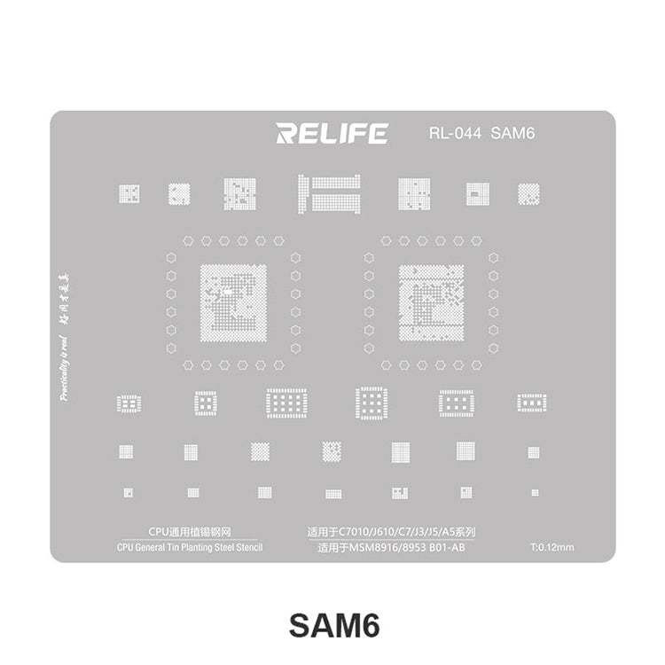 Relife RL-044 SAM Series V2.0 For Samsung Mobile Phone 15Pcs / Set CPU Integrated Steel Stencil Integrated Tin Planting Steel Mesh Stencil Kit