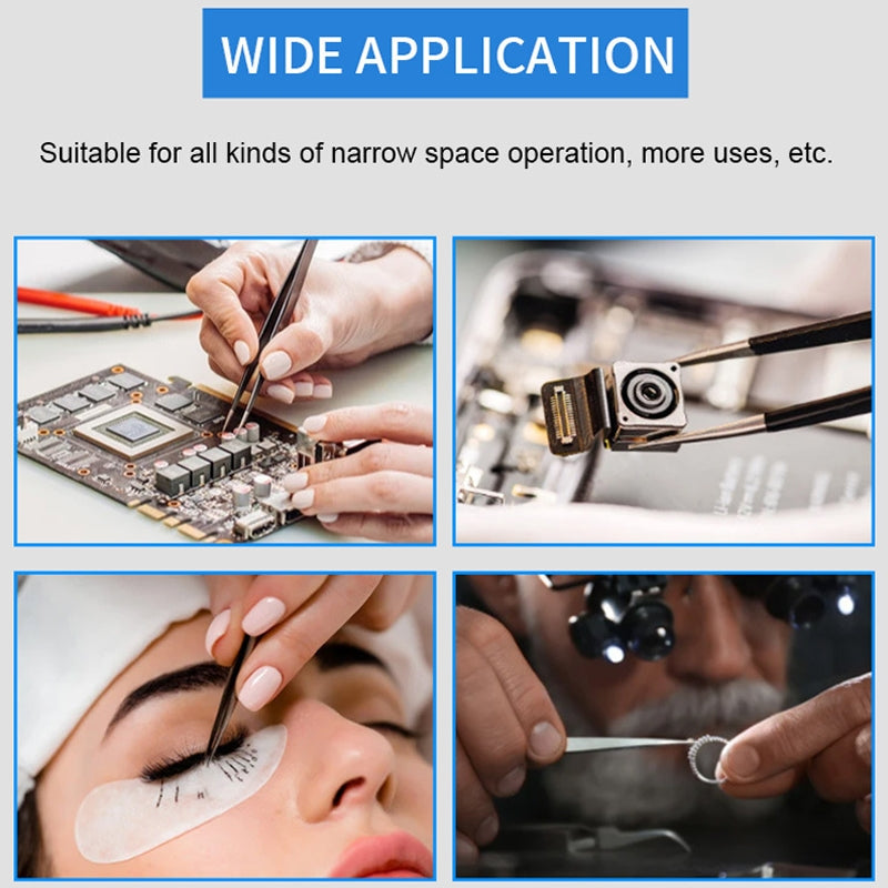 10-in-1 Fine Tweezers Stainless Steel Precision Tweezers Watch Clock Phone Repair Tools Kit