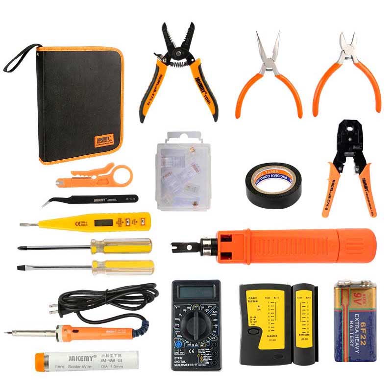 Jakemy JM-P15 17-in-1 Network Repair Tool Kit Electroprobe Electric Soldering Iron Wire Crimping Pliers Set