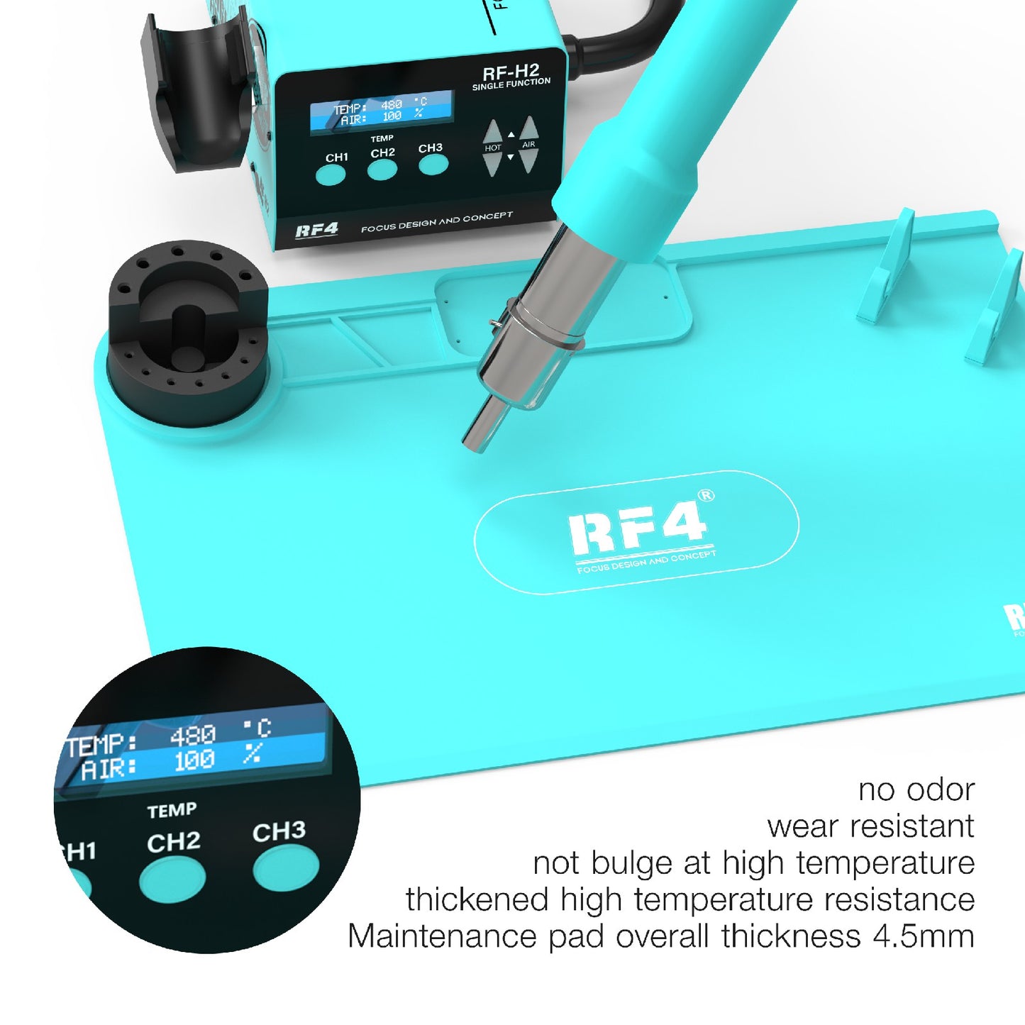 RF4 RF-PO15 Phone Repair Pad Silicone High Temperature Maintenance Mat with Storage Bracket for BGA Soldering Station