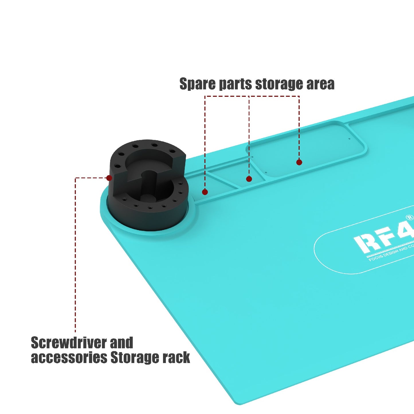 RF4 RF-PO15 Phone Repair Pad Silicone High Temperature Maintenance Mat with Storage Bracket for BGA Soldering Station