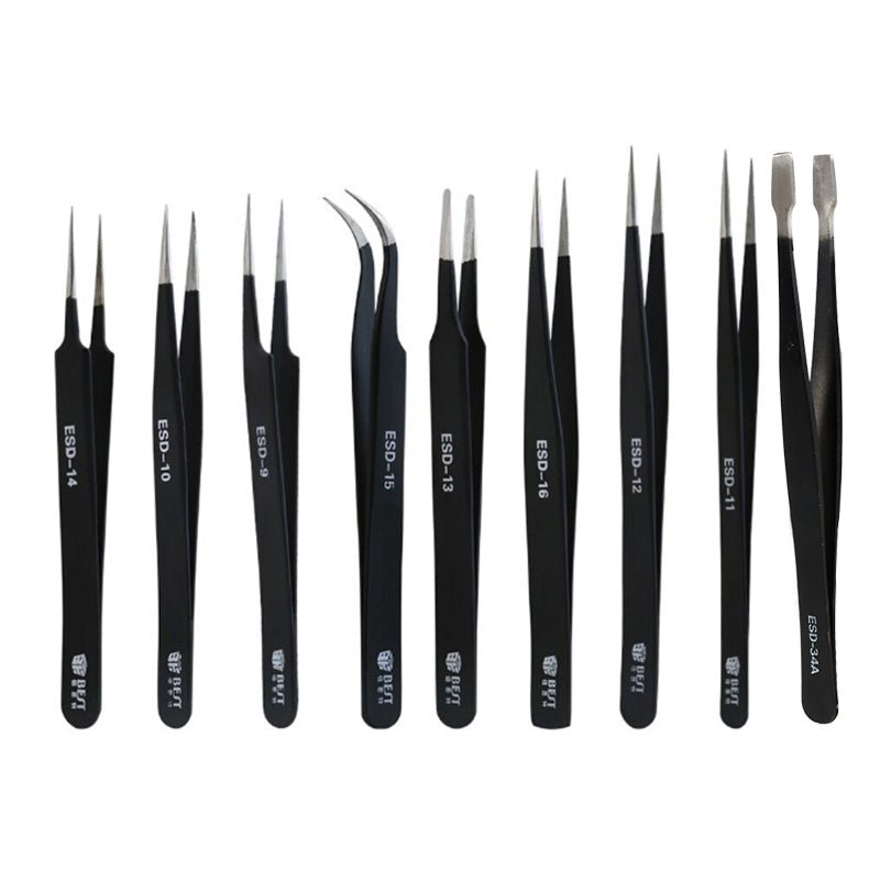Best 9Pcs Precision Tweezers Set Anti-Slip Metal Tweezers Kit Multi-Standard Tweezers for Lab, Electronics, Jewelry