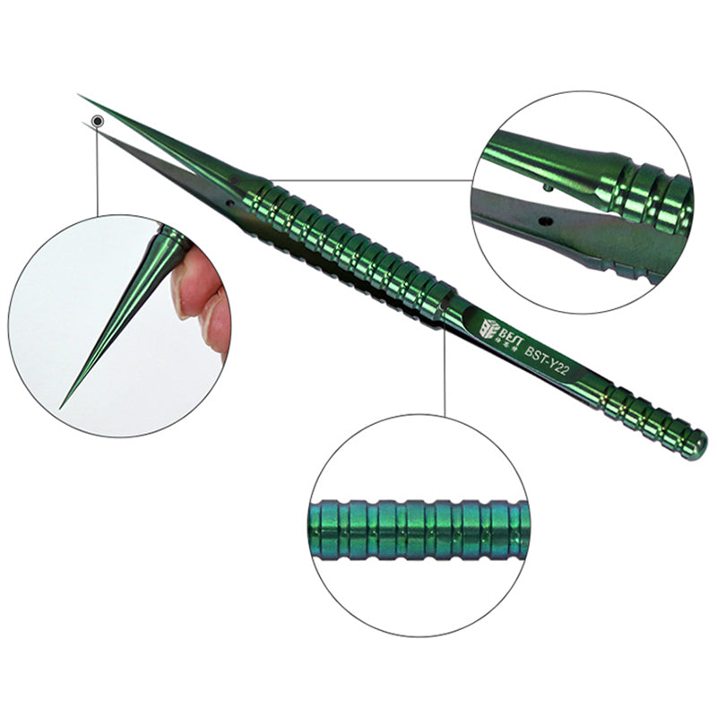Uniqkart BST-Y22 Titanium Alloy Fine Tip Straight Tweezers Electronic Device Repair Tool