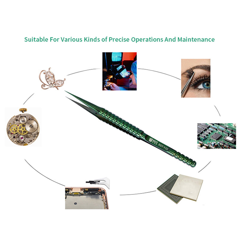 Uniqkart BST-Y22 Titanium Alloy Fine Tip Straight Tweezers Electronic Device Repair Tool