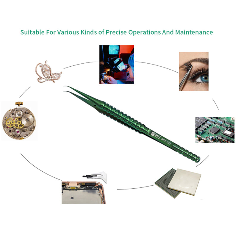 Uniqkart BST-Y23 Titanium Alloy Curved Fine Tip Tweezers Electronic Device Precision Repair Tool