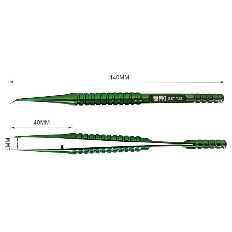 Uniqkart BST-Y23 Titanium Alloy Curved Fine Tip Tweezers Electronic Device Precision Repair Tool