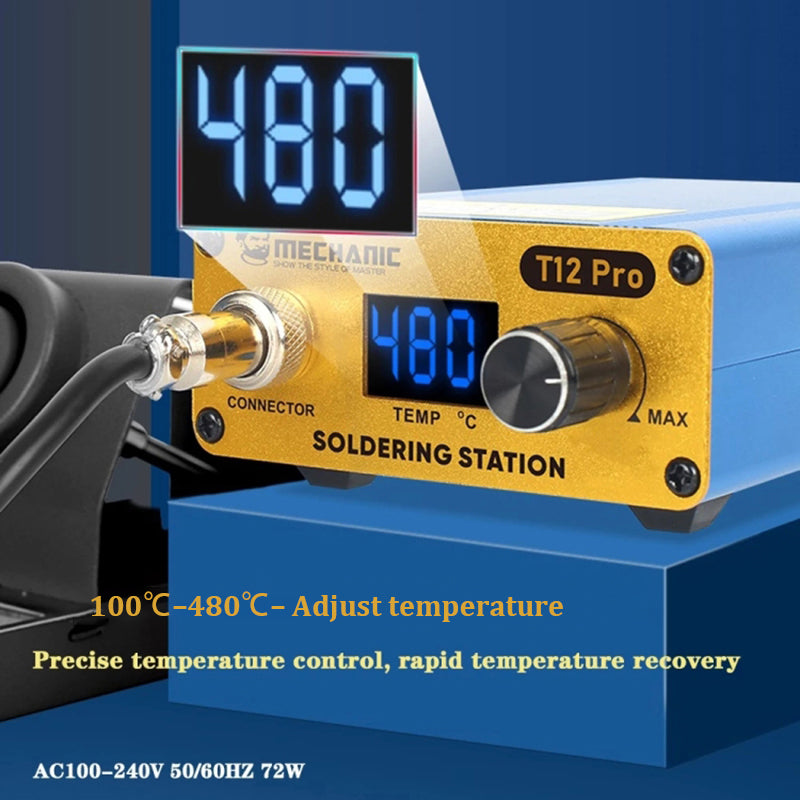 MECHANIC T12 Pro Soldering Station Intelligent Temperature Controller Anti-Static Electronics Repair Tool - EU Plug