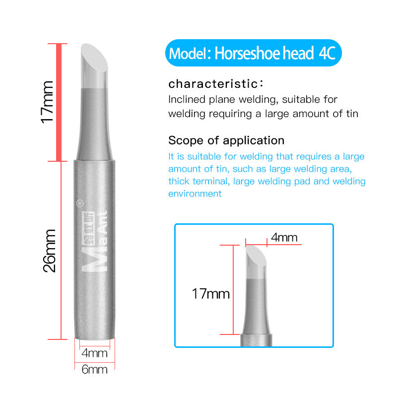 ANT936A Lead-Free Soldering Iron Tip Solder Iron Tips 937A Soldering Station Thermostatic Tip - Horseshoe 4C
