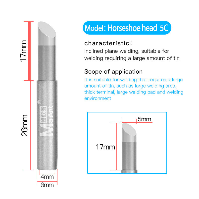 ANT936A Lead-Free Soldering Iron Tip Solder Iron Tips 937A Soldering Station Thermostatic Tip - Horseshoe 5C