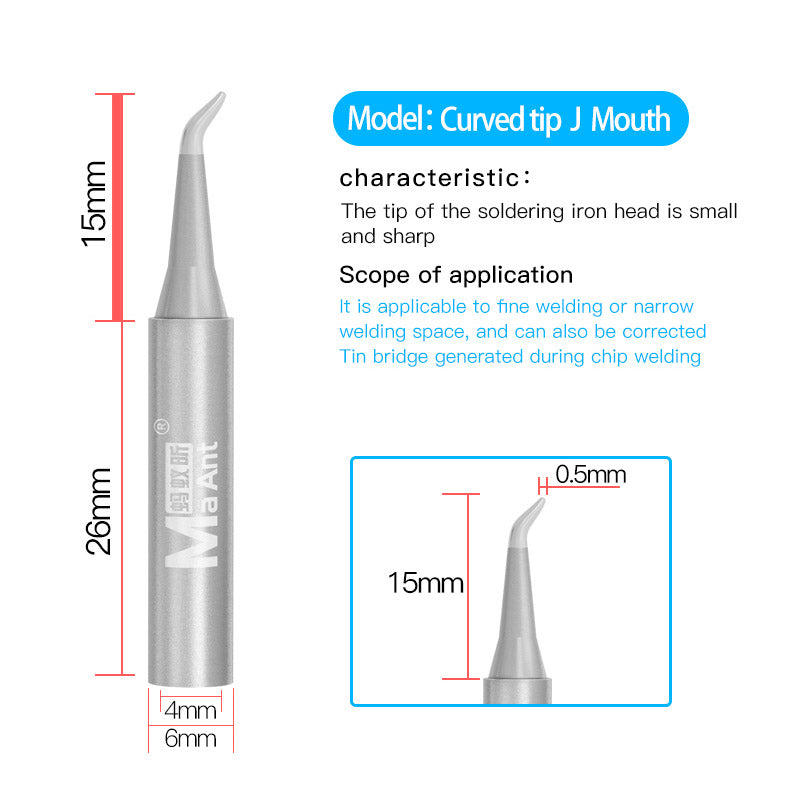 ANT936A Lead-Free Soldering Iron Tip Solder Iron Tips 937A Soldering Station Thermostatic Tip - Curved J